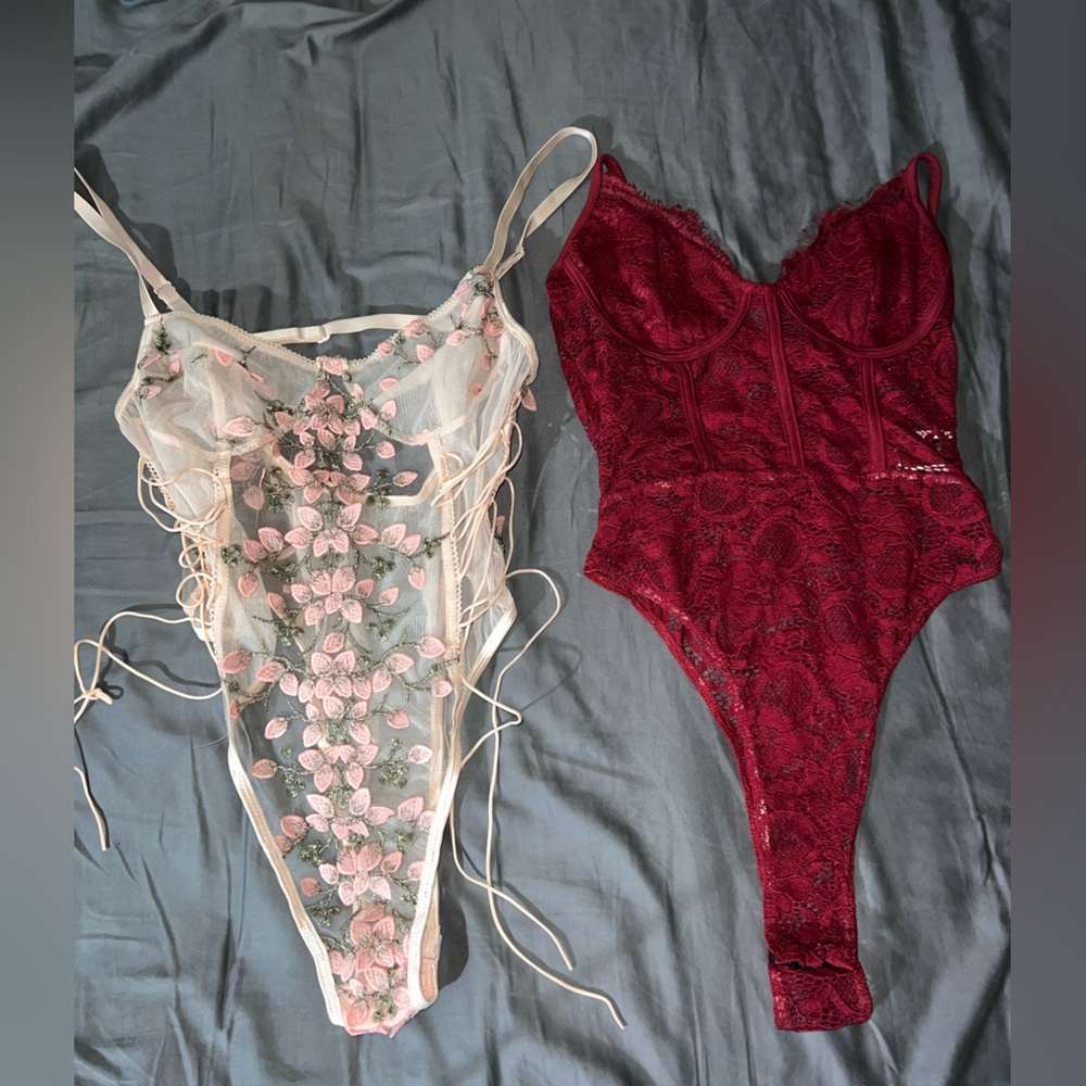 SHEIN laced mesh bodysuits